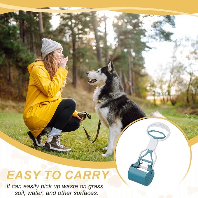 Poop Scooper, 11" Long Handle No Touch Dog Poop Scooper Grabber Non-Breakable Spring Pick Up Tool Shovel, (Avocado Green), Intended for Dogs Waste in Lawns/Grass/Dirt/Gravel
