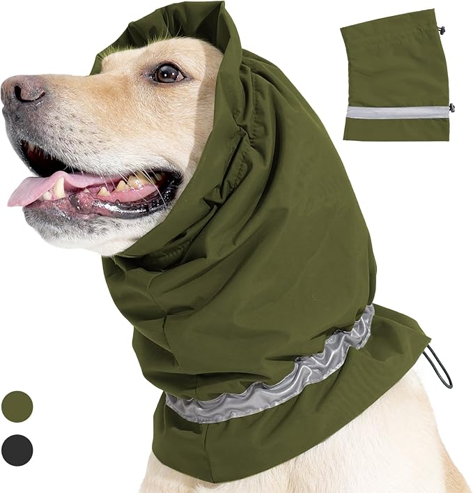 Dog Ear Cover Adjustable Ear Protection Quiet Ears for Dogs Neck Wrap Green M