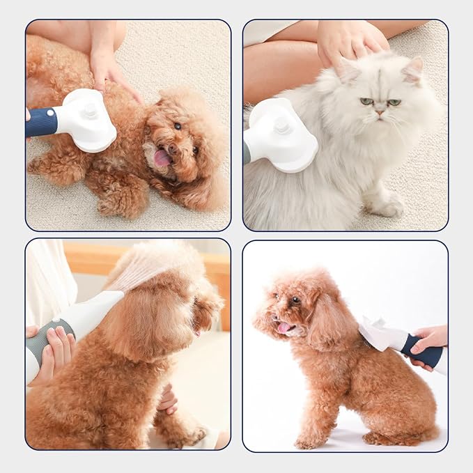 3-in-1 Dog Hair Dryer with Slicker Brush for Small and Medium-Sized Dogs and Cats Pet Hair Dryer Dog Blow Dryer Portable Overheat Protection Adjustable Temperature