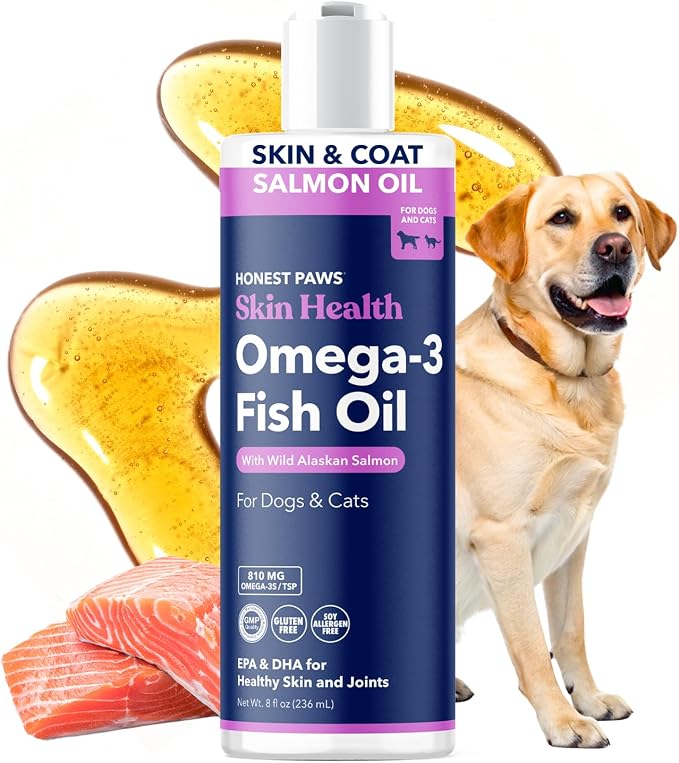 Salmon Oil for Dogs & Cats, Omega 3 Fish Oil for Skin, Coat & Joints, 8oz