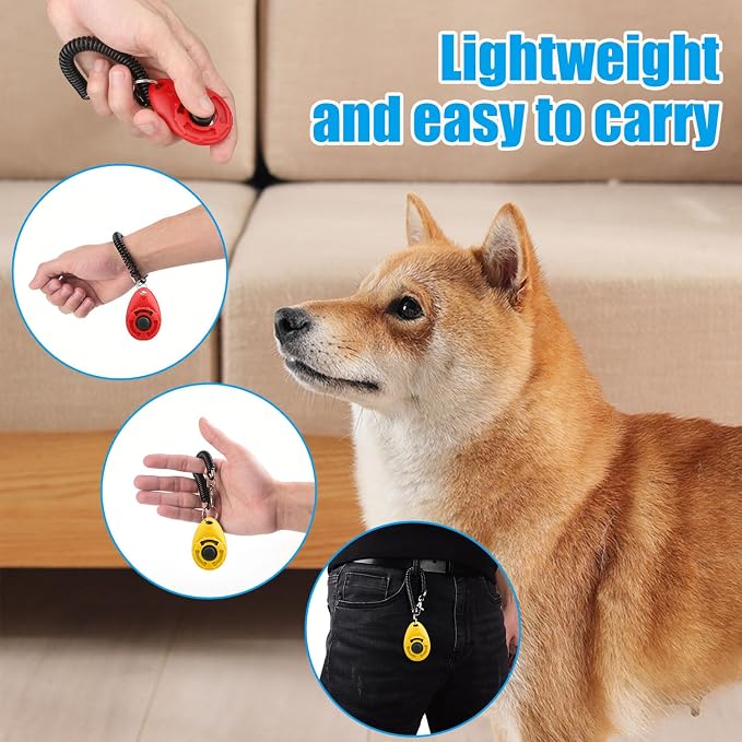 Diyife Dog Clicker for Training, 2 Pack Dog Training Clicker | Clicker Dog Training with Wrist Strap, Pet Training Clicker, Perfect for Dog Cat Puppies Behavioral Training (Red and Yellow)