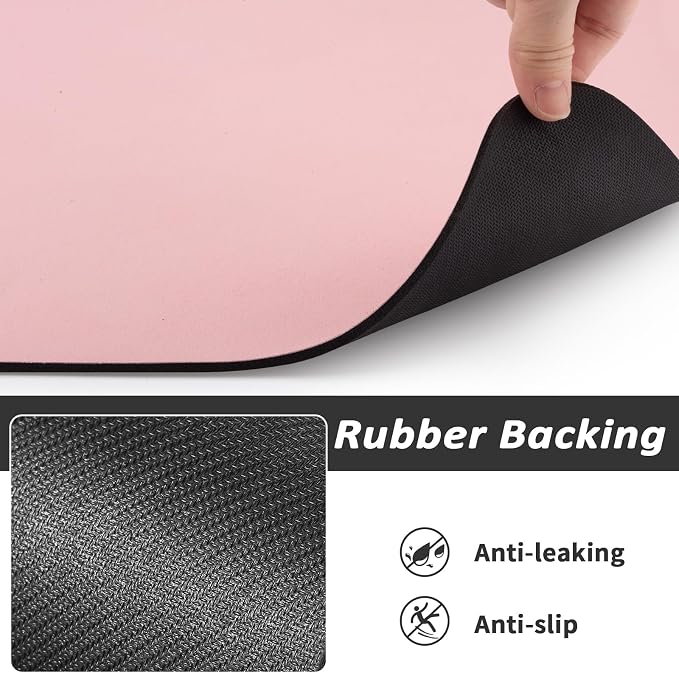 HotLive Dog Food Mat - Absorbent Cat Mat for Food and Water, No Stains Pet Feeding Bowl Mat, Easy to Clean Pet Placemats, Quick Dry Dog Water Dispenser Mat for Messy Drinkers | Pink 18"x34"