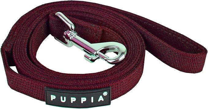 Puppia Two Tone Dog Lead Strong Durable Comfortable Grip Walking Training Leash for Small & Medium Dog, Wine, Small