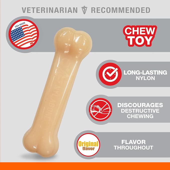 Nylabone Power Chew Original Bone Dog Chew Toy, Original Flavor, Small | Durable chew toys, long lasting, flavor throughout, discourages destructive chewing, keeps dogs busy, for dogs up to 25 lbs