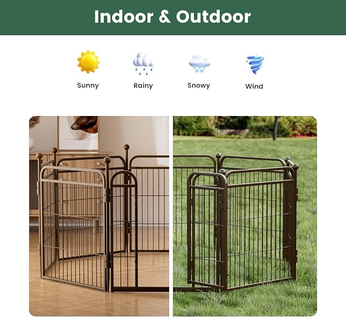Gardner Pet Dog Playpens, 24" H 6 Panels Dog Pen Outdoor/Indoor Dog Fence Exercise Pen for Small/Medium Dogs, Pet Play Yard Gate with Gravity Automatic Lock, Pet Playpen, Brown