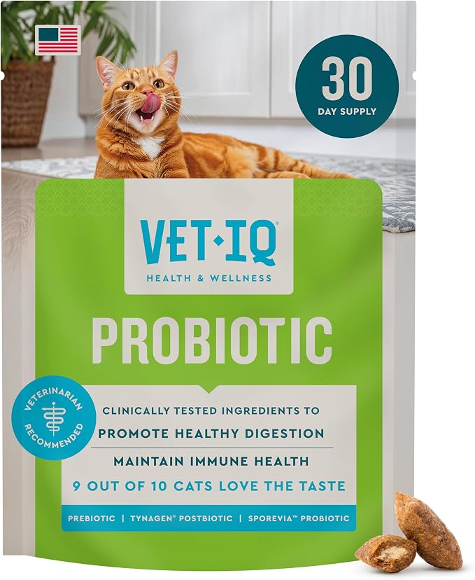 VetIQ Cat Probiotics, Digestive & Gut Health Treats, 3.7oz