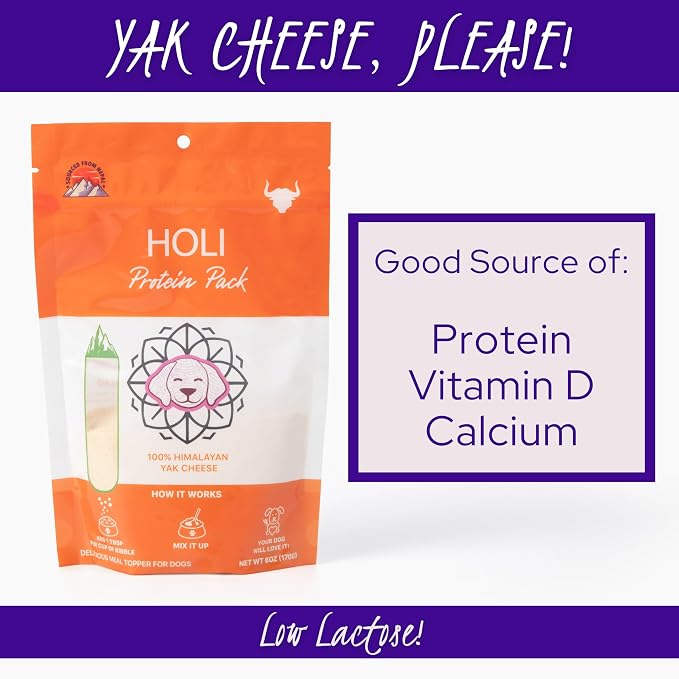 HOLI Dehydrated Himalayan Yak Cheese Dog Food Topper - All Natural Dog Food Flavor Enhancer - 6oz