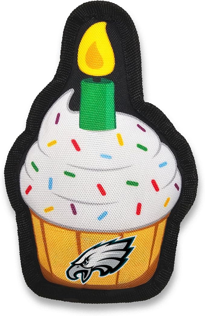 NFL Philadelphia Eagles Dog Birthday Party Set 9pcs with 1 Football Bandana Small/Medium, 1 Banner, 1 Birthday Cake Toy & 6 B-Day Balloons, Dog Birthday Set, Costume, Fun Doggie Pawty Accesories