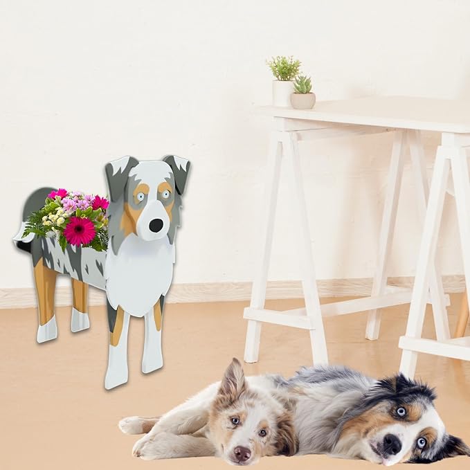 Australian Shepherd Dog Planter Pots, Animal Shaped Flower Pot