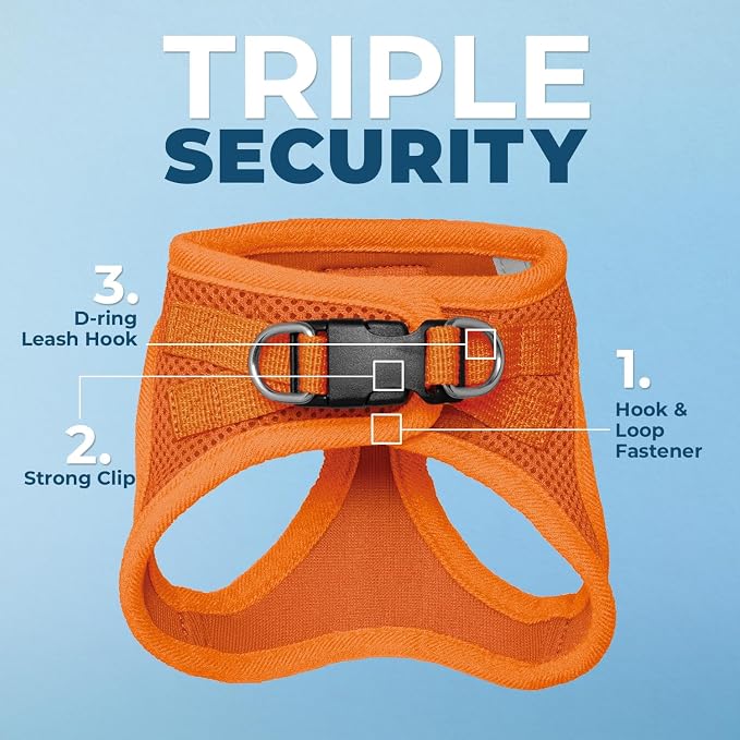 Voyager Step-in Pet Harness - All Weather Mesh, Adjustable Step in Harness for Cats and Dogs by Best Pet Supplies - 307S Orange, M