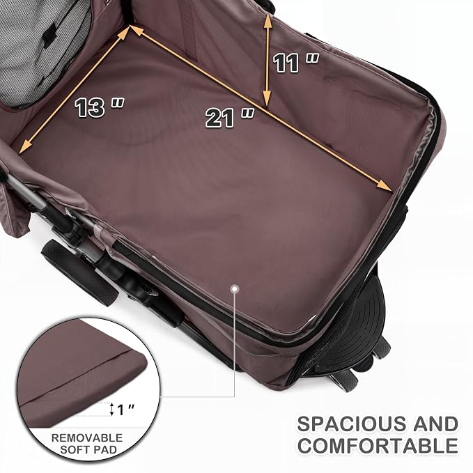 MoNiBloom Foldable Pet Stroller - Coffee, up to 33lbs