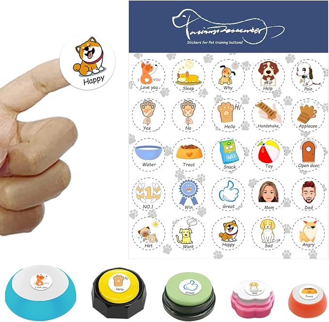 Pet Training Button Stickers, 25 Actions, Colorful