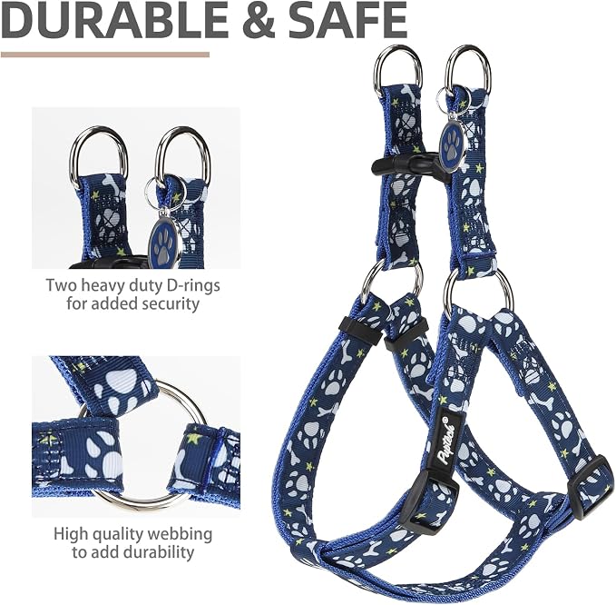PUPTECK No Pull Dog Harness Medium Sized Step-in Adjustable Puppy Vest | Soft Webbing Basic Halter with ID Tag for Outdoor Walking