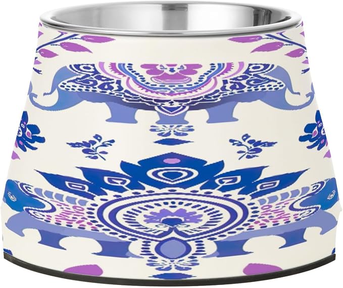 YETTASBIN Elephant Twig Elevated Dog Bowls, Prevention of Vertebrae Disease Raised Dog & Cat Bowl Stand with Removable Stainless Steel Bowls, Non-Slip Spill-Proof Pet Food & Water Bowl Dish