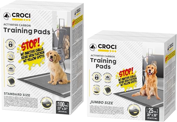 CROCI Charcoal Puppy Pads 23x24in 100 Counts, 36x36in 25 Counts