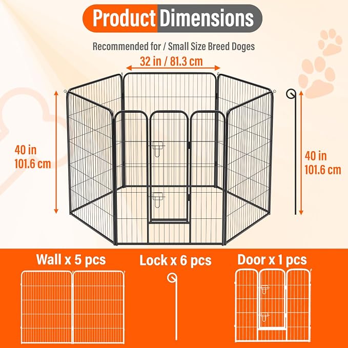 FDW Dog Playpen Kennel, 40in 6 Panels