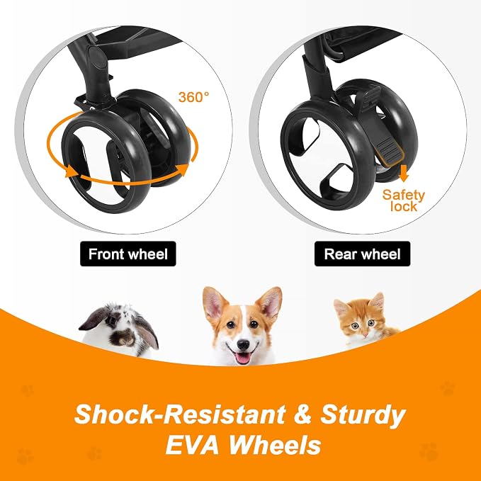 BestPet Premium 3-in-1 Pet Stroller - Black