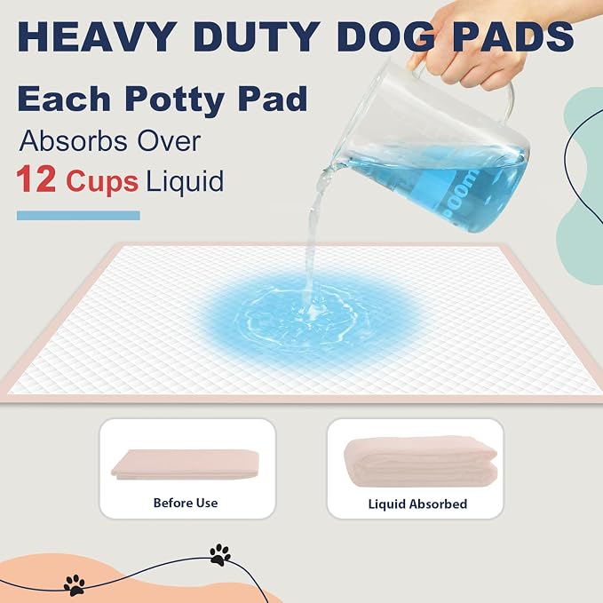 Dog Pee Pads Extra Large 30"×36" - 40 Count, XXL Pink Puppy Pads Unscented, Urine Underpads, Super Absorbent & Leak-Proof Potty Pads for Doggies