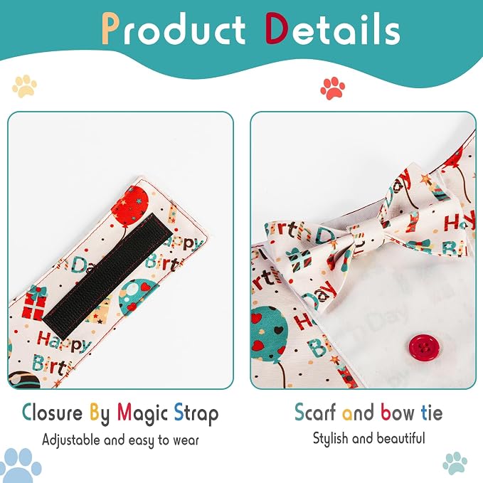 Dog Birthday Tuxedo Bandana Collar with Bow Tie