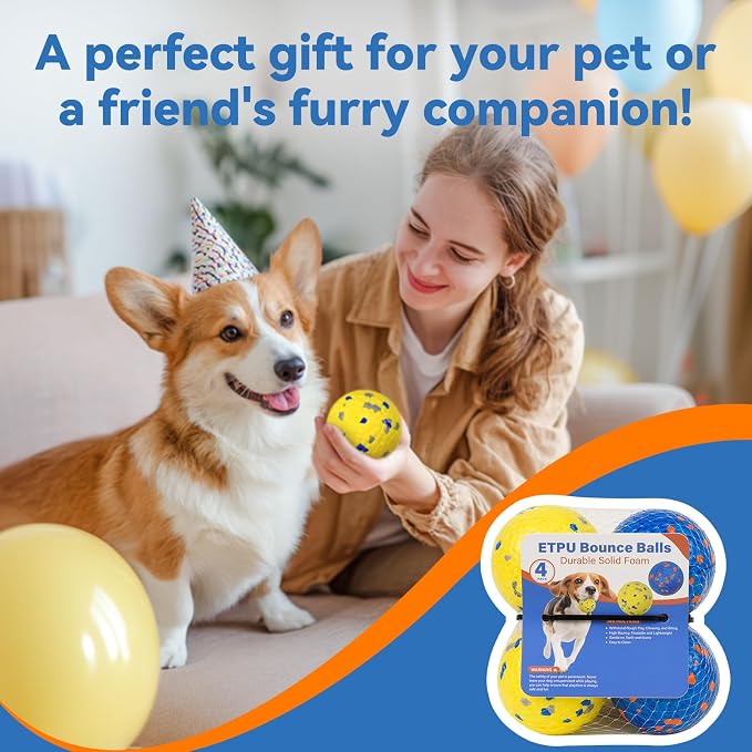 Indestructible Dog Ball Toy, Jolly Ball, Floating, 4-Pack