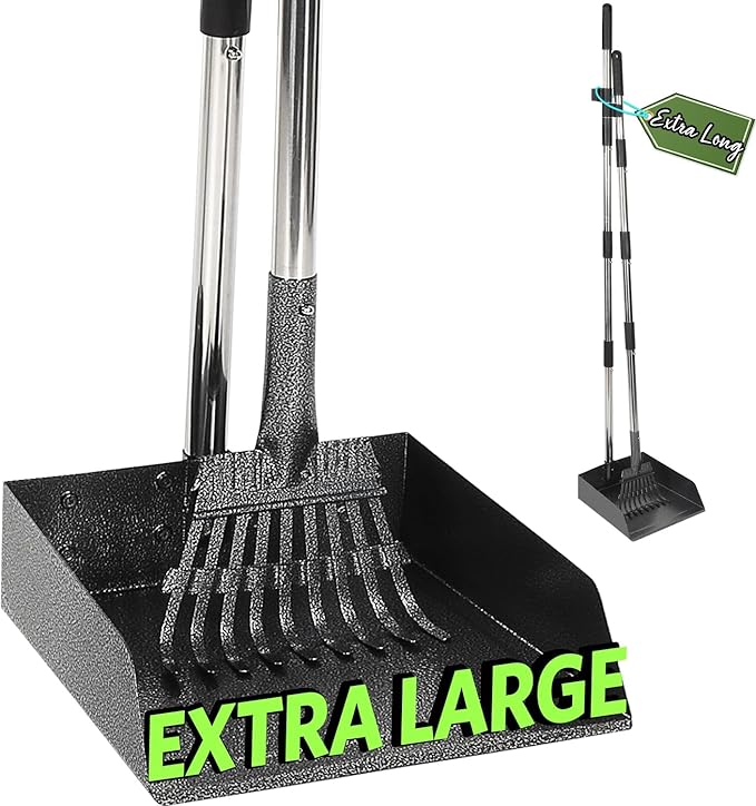T2Y Pooper Scooper, Long Handle Dog Pooper Scooper, Adjustable Stainless Steel Rake & Extra Large Tray, Antirust & Durable Poop Scoopers for Yard, Lawn, Snowfield, Suitable for Multi-Dog Family
