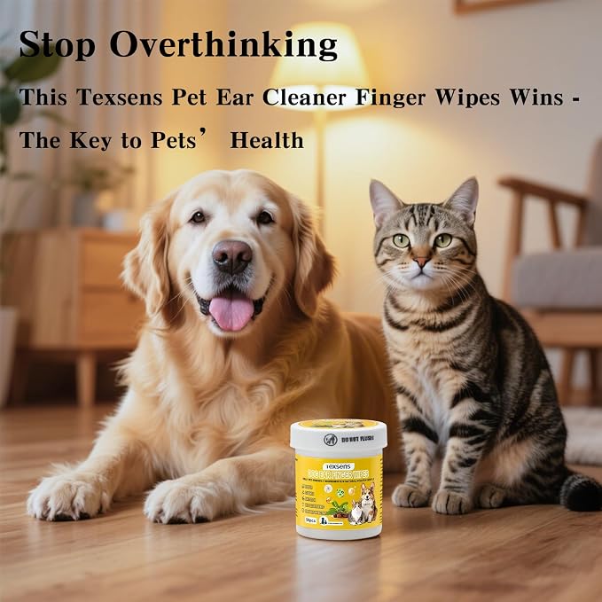 Texsens Pet Ear Cleaner Finger Wipes for Dogs & Cats