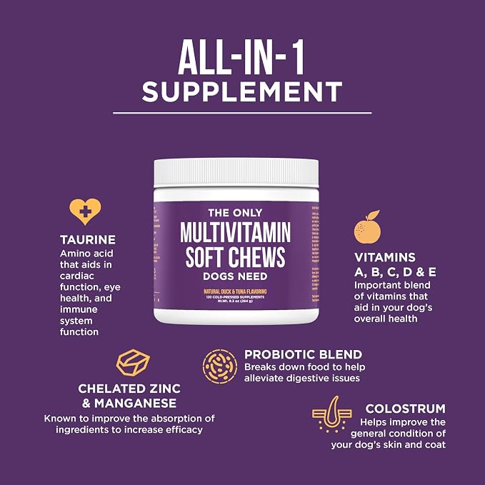 Natural Rapport Dog Multivitamin Chews, Zinc & Manganese, 120ct