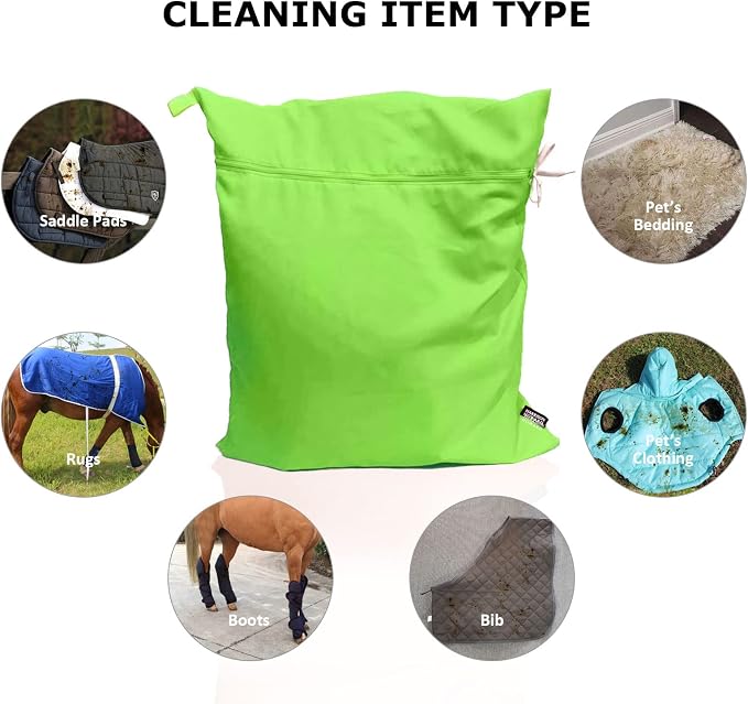 Harrison Howard Pet Washing Bag Dog Cat Horse Hair Laundry Bag for Rug Sheet Boots Pets Laundry Helper Neon Green