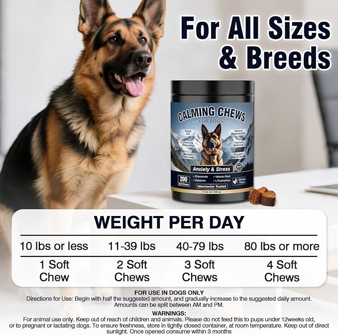 200ct Dog Calming Soft Chews, Chicken, Melatonin, 200-Pack, 200ct