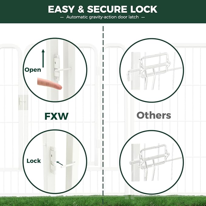 FXW Rollick Unleashed Dog Playpen, 32in, 16 Panels, Medium/Large, White