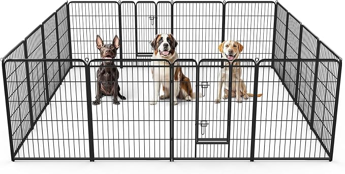 Dog Pen Pet Playpen Dog Fence Indoor Foldable Metal Wire Exercise Puppy Play Yard Pet Enclosure Indoor Outdoor 16pcs 60 * 60cm