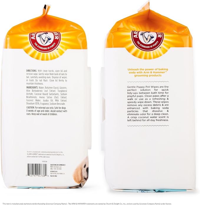 Arm & Hammer Dog Grooming Wipes with Coconut Water, 100 Count