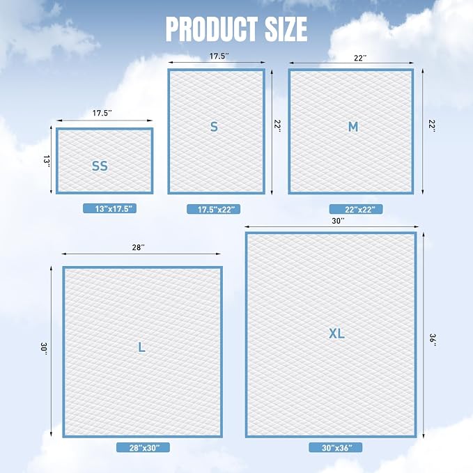 98 Packs 17"x22" Disposable Puppy Pads, Dog Training Pads, Super Absorbency Disposable Underpads with Leak-Proof and Odor Control, Disposable Training Pads for Puppies, Dogs, Cats, Rabbits