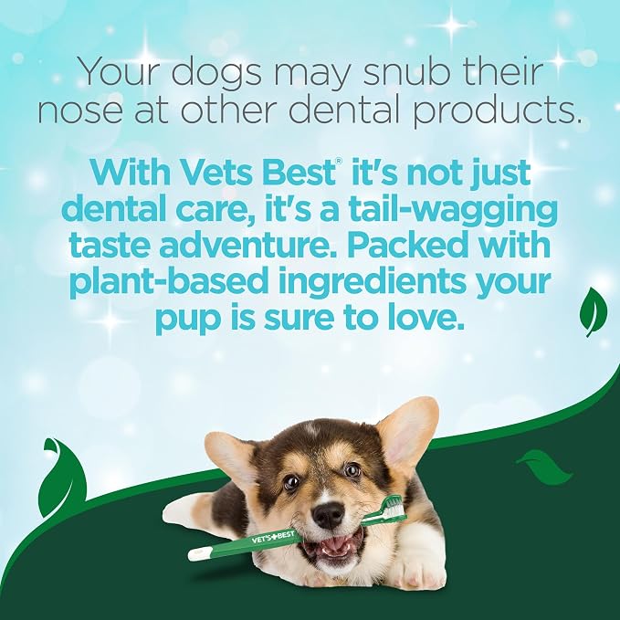 Vet’s Best Dog Toothbrush - Easy Teeth Cleaning for Dog Dental Care, Perfect for Dogs and Cats - Comes With 10 Soft Finger Brushes Per Pack
