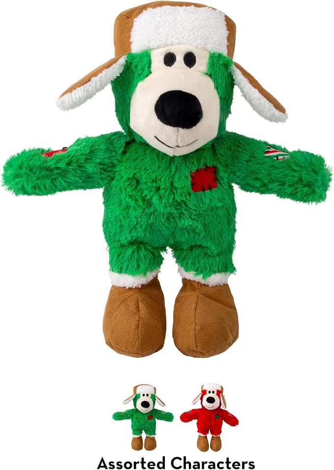 KONG Christmas Winter Hat Wild Knots Bear Dog Toy – (2 Pack, Small/Medium)