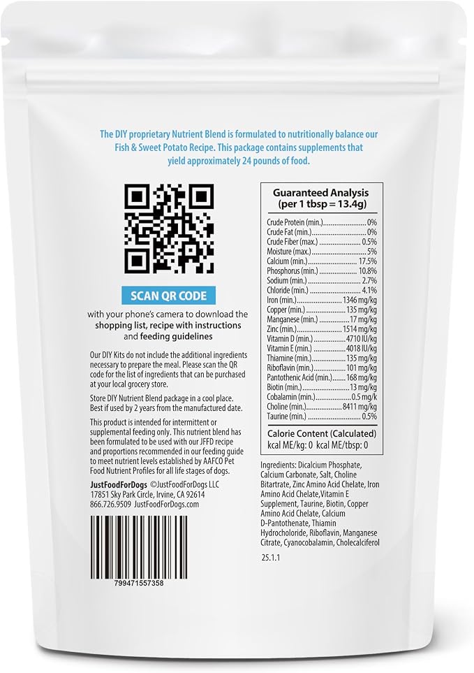 JustFoodForDogs Nutrient Blend Supplement - Fish & Sweet Potato, 4.55oz