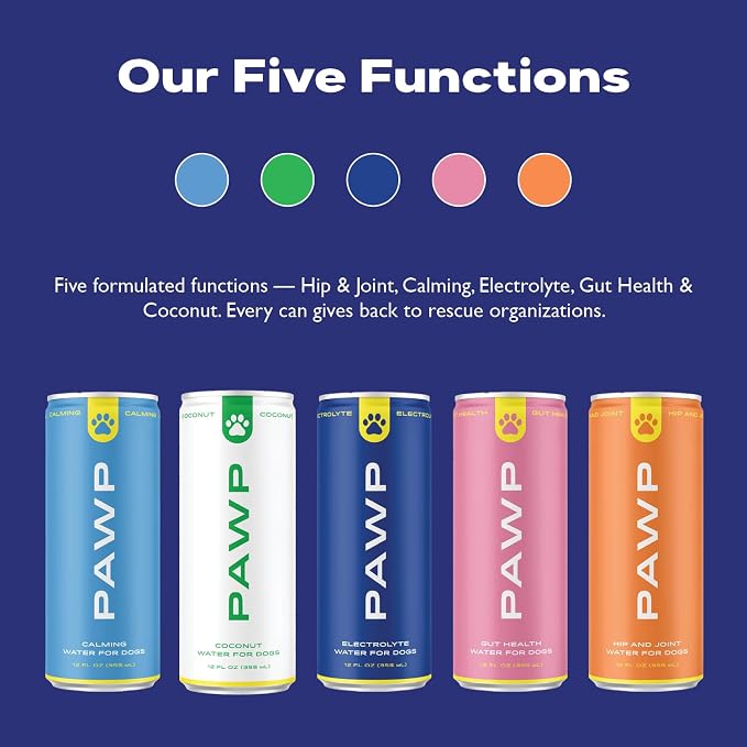 Coconut Hydration for Dogs by PAWP WATER | Organic Coconut Water | Natural Electrolytes for Hydration, Recovery & Everyday Wellness | 6 Resealable 12 oz Cans
