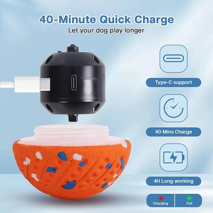 Interactive Dog Ball, Remote-Controlled Moving Dog Toy with Colorful Lights, 3 Interactive Modes and TPU Material, Bouncing Ball for Dogs to Keep Them Entertained