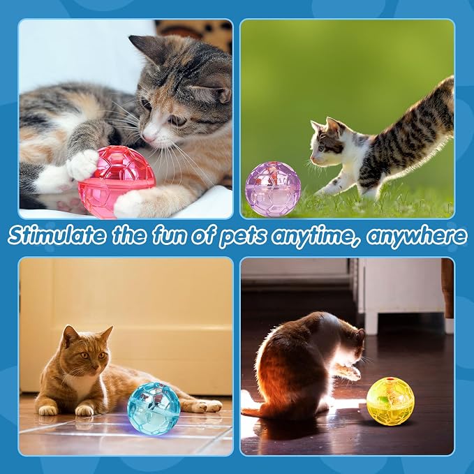 Frienda 4 Pcs Light up Cat Ball LED Motion Ghost Hunting Cat Ball, Bright | Interactive LED Toy for Cats, Glowing Exercise with Motion Activated, Ghost Hunting Pet Indoor Play, Mini Running Ball
