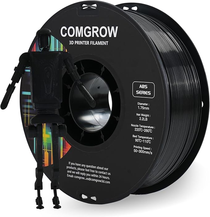 Comgrow ABS 3D Printer Filament, 1.75mm, Heat Resistant, 1kg, Black