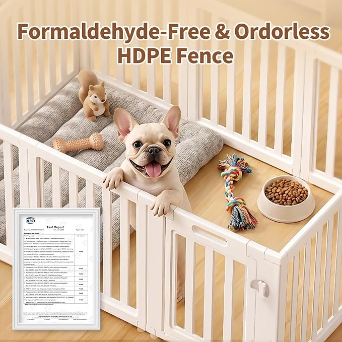 EVERFRONT Dog Playpen with Door - Dog Pen Indoor - Easy Assemble Dog Play Pen - Puppy Playpen, Cat Playpen, Small Animal Playpen, Dog Play Pen Indoors (White, 24", 12 Panels)