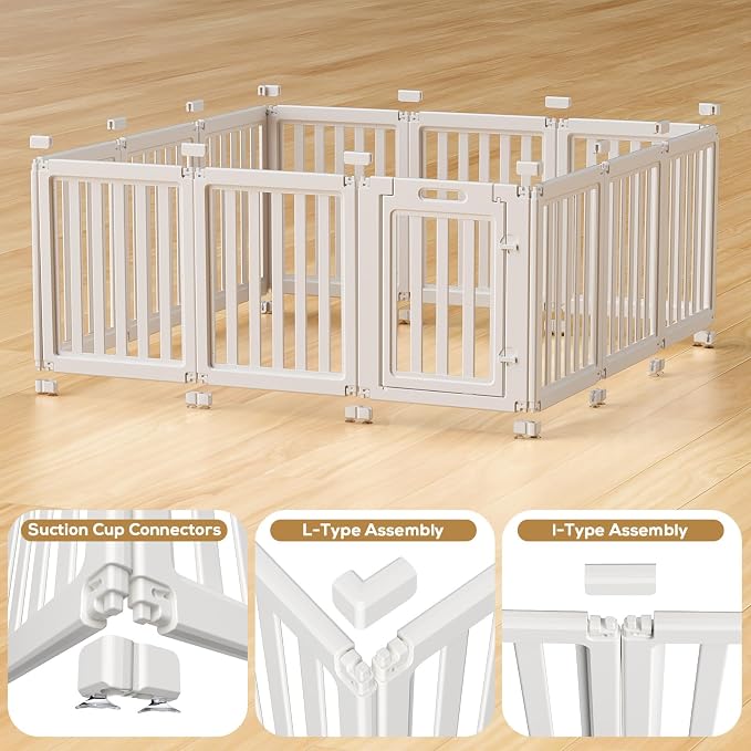 Dog Playpen, Clear Dog Pen, Dog Pen Indoor, Easy to Install and Remove Dog Play Pen, Puppy Playpen Suitable for Dogs, Cats,Dog Playpen Indoor (White, 23.6 inch Height, 12 Panels)