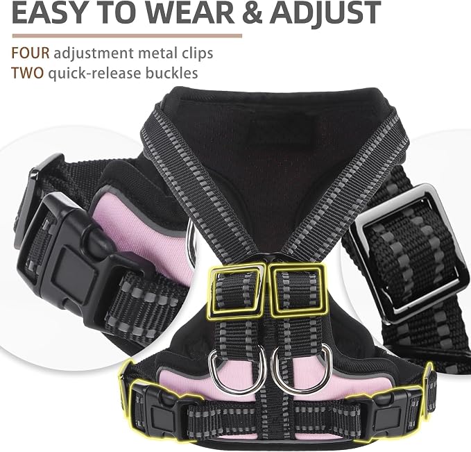 PUPTECK Dog Harness and Leash Set Medium Sized, Adjustable Reflective Escape Proof Puppy Vest, No Pull Walking Harness Easy Control