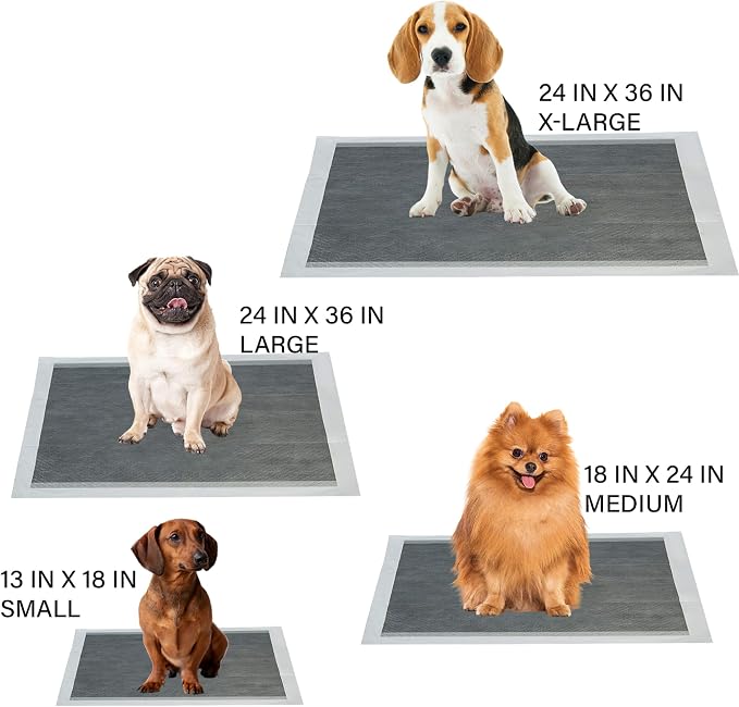 FPN Puppy Pads for Dogs 50 Count Charcoal Small 18X24 Inch | Disposable Pee Pads for Puppies & Small Dogs | Designed as dog training pads, puppy pee pads, and pet training pads for everyday indoor use