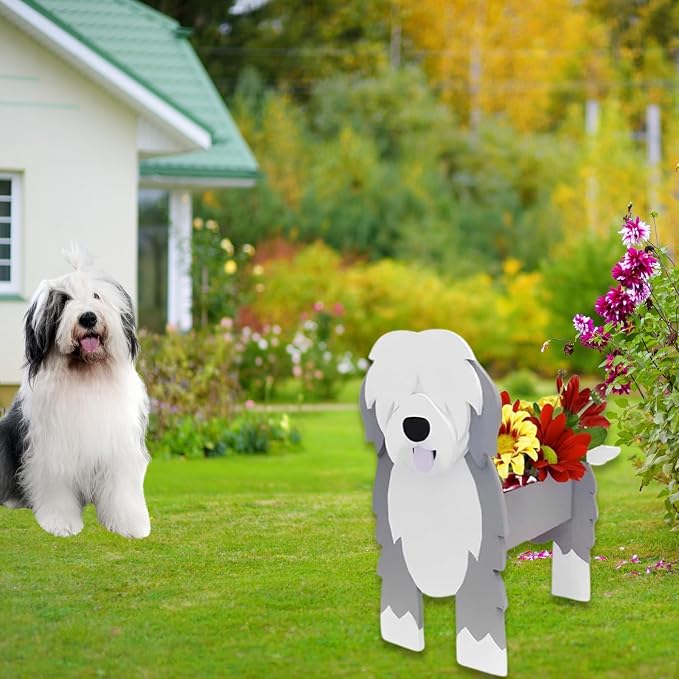 English Shepherd Dog Planter Pots, Animal Shaped Flower Pot