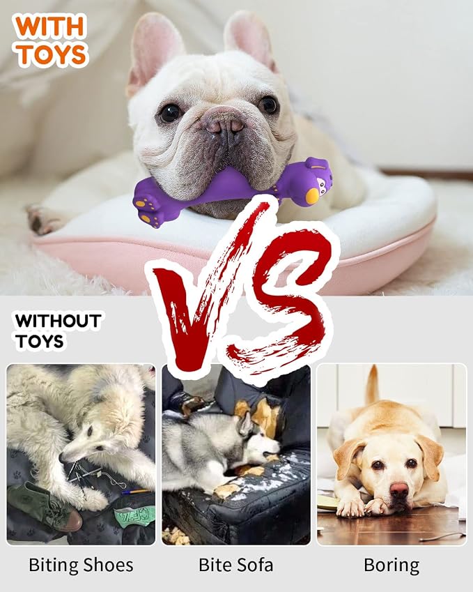 Pweituoet 9" Squeaky Dog Toys - 3 Pack Funny Rubber Squeaky Toys, Latex Dog Chew Toys for Puppy