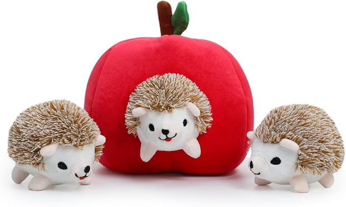 Hollypet Squeaky Hide and Seek Dog Toys for Small and Medium Dogs, Hedgehog | Interactive Plush Stuffed Dog Squeak Toys for Small Medium Sized Dogs and Non-Aggressive Chewers, Puppy Teeth Clean Chew Toys