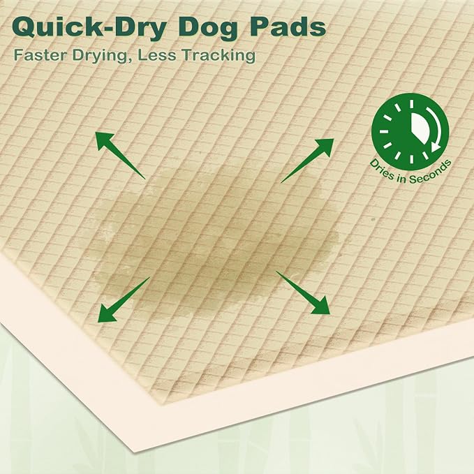 MIZOK Dog Pee Pads Extra Large 28"x34", Bamboo Puppy Pads Super Absorbent & Leak-Proof, 4-Corner Adhesive Tabs, Wee Wee Pads for Dogs, Superior Odor Protection, XL (40 Counts)