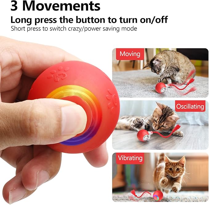 Moving Pet Ball, Cat String Toy for Indoor Cats & Small Dogs | juguetes para gatos|chirping bird cat toy|motion activated cat toy|cat toys for bored indoor adult cats