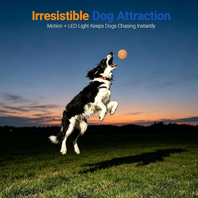 Interactive Dog Ball Toy, Automatic Rolling & Bouncing, LED, Orange | 2.8-Inch Ball, Small & Medium Dogs, 2-in-1 Fetch Toy, Home Alone Play, Reduces Boredom, USB-C Rechargeable, Up to 3 Hours